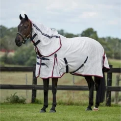 Weatherbeeta Zomerdeken Lite III Combo Neck Wit/Navy/Rood