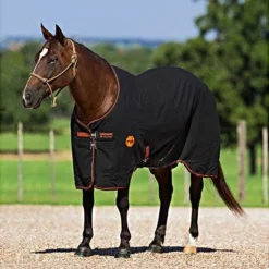 Rambo Ionic Stable Sheet Black/Black & Orange Stripe -Exporteren Paard Gear Winkel 44488700.657f45