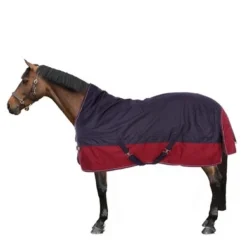 EQUITHÈME Outdoordeken Tyrex 1200D 50g Met Halve Hals Navy/Bordeaux
