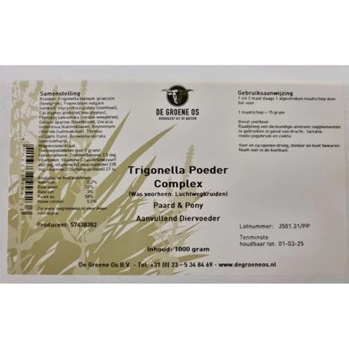 Groene Os Trigonella Poeder Complex/Luchtwegkruiden P/P 1kg 2 Groene Os Trigonella Poeder Complex/Luchtwegkruiden P/P 1kg - Afbeelding 2