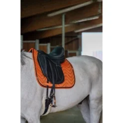 Equithème Zadeldekje Glossy Dressuur Oranje Full -Exporteren Paard Gear Winkel ekkia 204 765 022 3quart1.d424c0