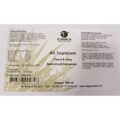 Groene Os All Septicum Paard 100ml -Exporteren Paard Gear Winkel groene etiket all septicum pp.938dc8