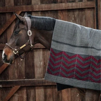 Kentucky Horsewear Kentucky Fleecedeken Heavy Square Fishbone Grijs/Bordeaux 2 Kentucky Horsewear Kentucky Fleecedeken Heavy Square Fishbone Grijs/Bordeaux - Afbeelding 2