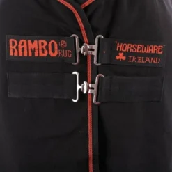 Rambo Ionic Stable Sheet Black/Black & Orange Stripe -Exporteren Paard Gear Winkel productagradi 441124881 1.ceb452