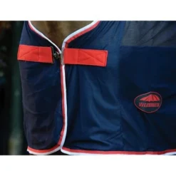 Weatherbeeta Standard Neck Scrim Cooler Navy/Red/White -Exporteren Paard Gear Winkel wb 654566 wb scrim cooler stn image feature front closure.1d916b 1